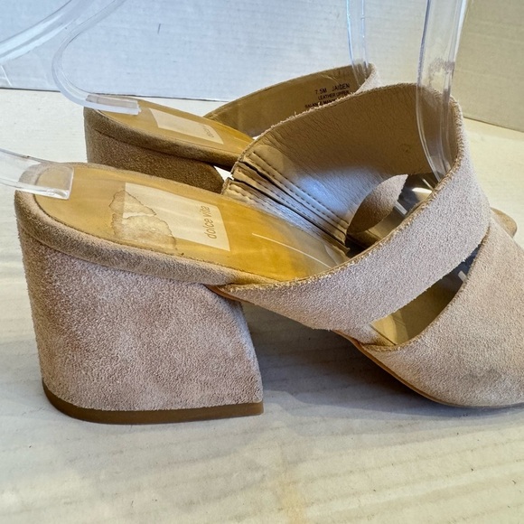 Dolce Vita Women's Jaiden Block Heel Sandals Suede Leather Tan Beige Size 7.5 - Picture 5 of 16